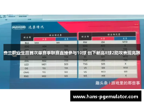 费兰职业生涯首次单赛季联赛直接参与10球 创下新高8球2助攻表现亮眼