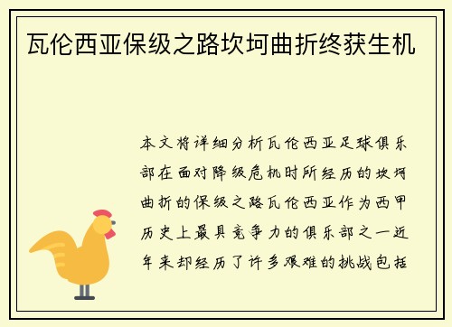 瓦伦西亚保级之路坎坷曲折终获生机 瓦伦西亚保级之路坎坷曲折终获生机